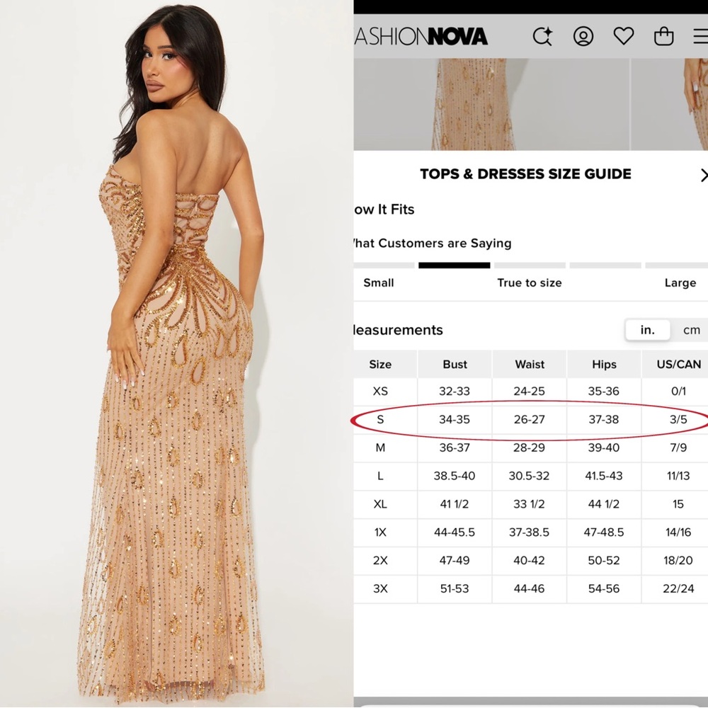 Fashion Nova | Sequin Strapless Gown - Gold - Picture 2 of 8